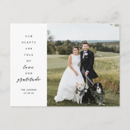 Cartão Postal Corações Cheios Foto Casamento Obrigado 