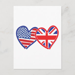 Cartão Postal Corações da bandeira americana/bandeira da Union J