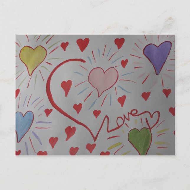 Cartão Postal Corações de Amor (Frente)