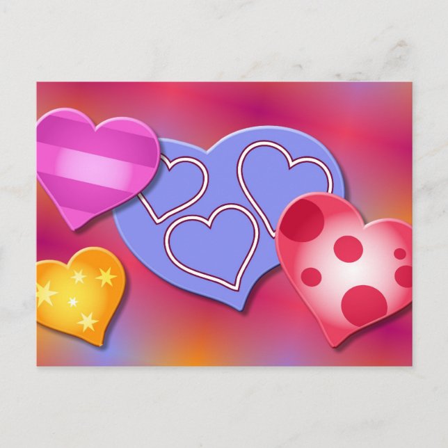 Cartão Postal Corações de Amor (Frente)