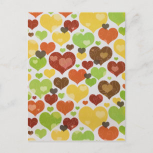 Cartão Postal Corações de Amor Floral Padrão Rosa