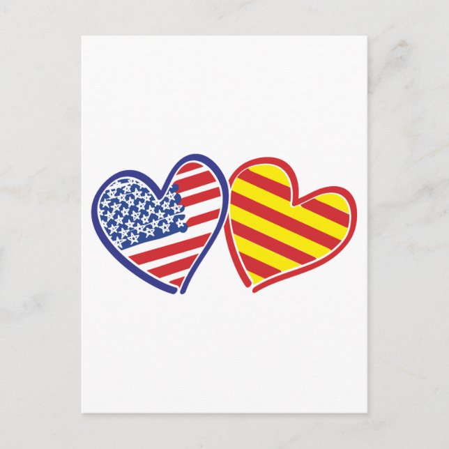 Cartão Postal Corações de Amor Patriótico da Catalunha dos EUA (Frente)