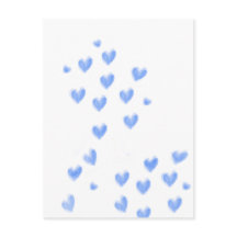 Corações de Aquarela Azul Fofo