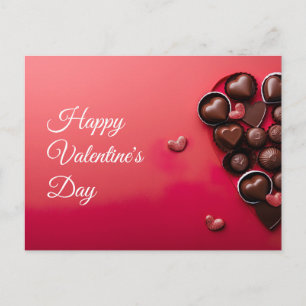Cartão Postal Corações de chocolate em Dia de os namorados verme