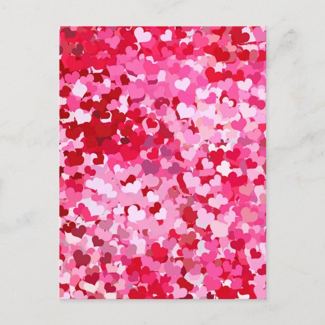 Cartão Postal Corações de Confetes Rosa (Frente)
