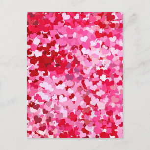 Cartão Postal Corações de Confetti Rosa
