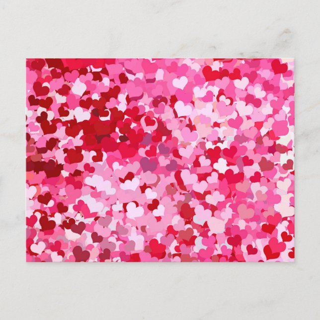 Cartão Postal Corações de Confetti Rosa (Frente)