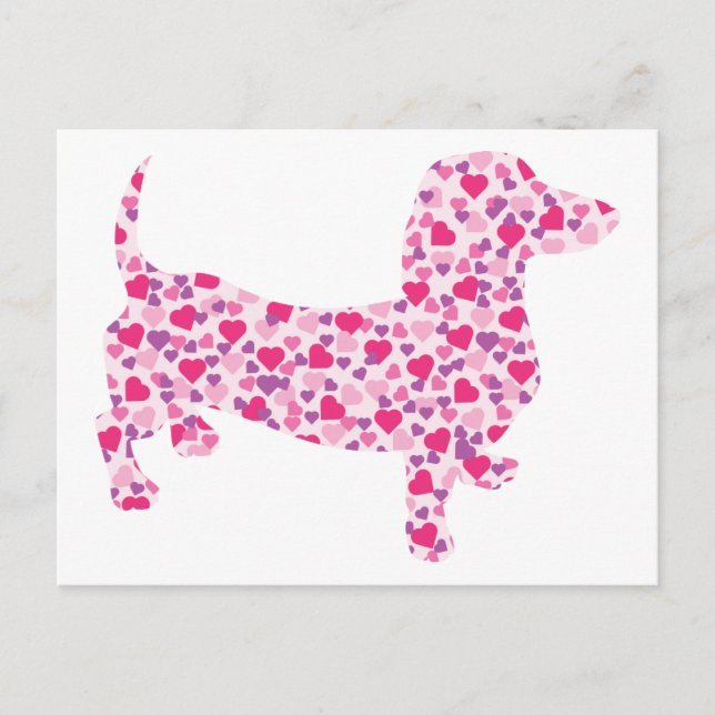 Cartão Postal Corações de Dachshund (Frente)