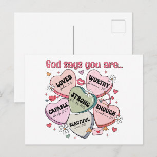 Cartão Postal Corações de Doces de São Valentim Cristãos