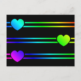 Cartão Postal Corações do Arco-Íris Corações de Amor Multicolore