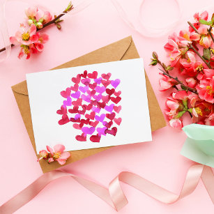 Cartão Postal Corações do dia de os namorados - rosa e magenta