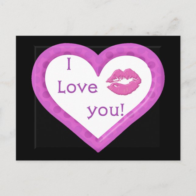 Cartão Postal Corações e beijos (Frente)