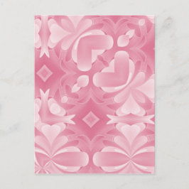 Cartão Postal Corações e Diamantes Abstratos Rosa Suave
