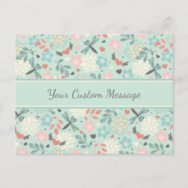 Cartão Postal Corações e Dragões Bonito (Frente)