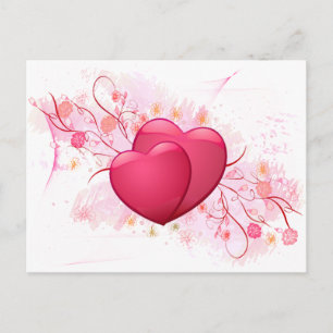 Cartão Postal Corações e Flores