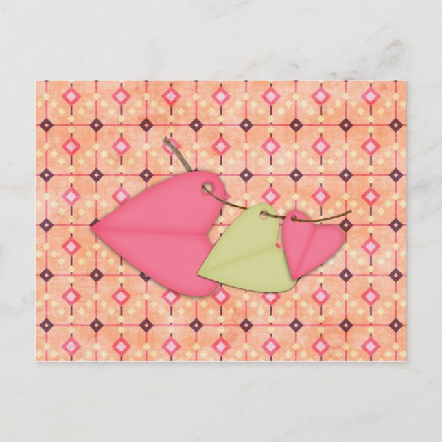 Cartão Postal Corações em uma Corda (Frente)