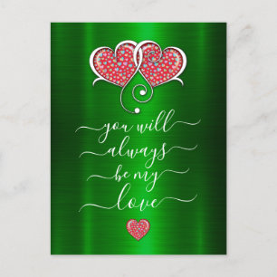 Cartão Postal Corações Entrelaçados Personalizado Elegante Dia d
