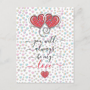 Cartão Postal Corações Entrelaçados Personalizado Elegante Dia d