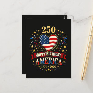 Cartão Postal Corações EUA 1776 2026 4 De Julho