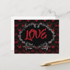 Cartão Postal Corações Góticos AMOR no Dia dos Namorados