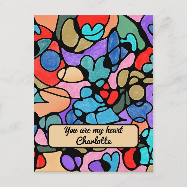 Cartão Postal CORAÇÕES NEUROGRÁFICOS EM Aquarelas Digitais (Frente)