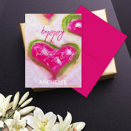 Cartão Postal Corações Rosa Quentes, Artísticos Bons
