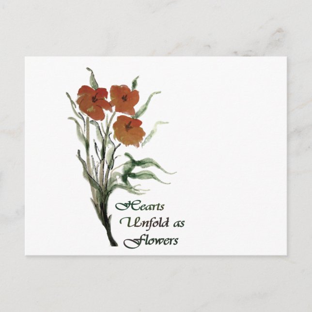 Cartão Postal Corações se Desabrocham Como Flores (Frente)