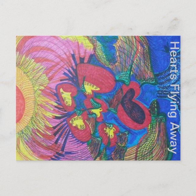 Cartão Postal Corações voando (Frente)