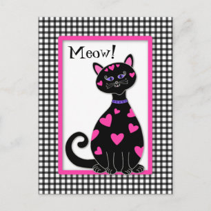 Cartão Postal Corações Whimsical Cat - Miau
