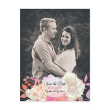 Coral e Ivory Floral Foto Salvar Data