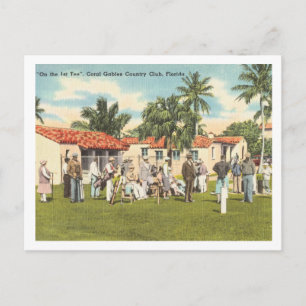 Cartão Postal Coral Gables Flórida golfistas vintage