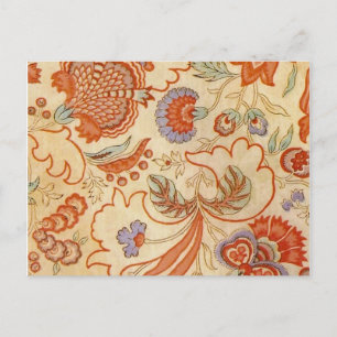 Cartão Postal Coral Orange Floral Chintz Paisley