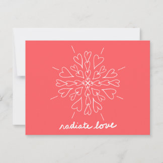 Cartão Postal Coral Peach Radiate Love Heart Mandala