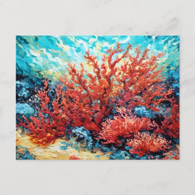 Cartão Postal Coral Reef in Swirling Underwater Oil Painting (Frente)