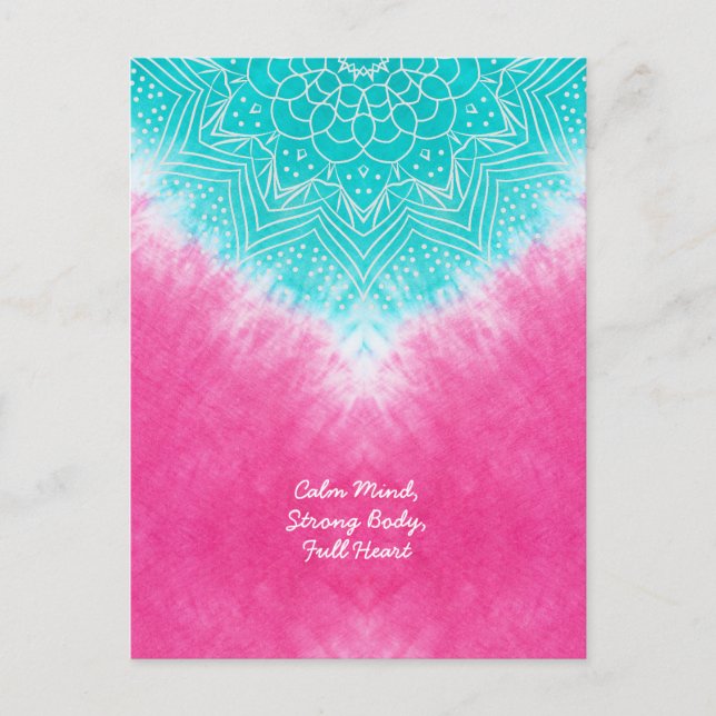 Cartão Postal Corante rosa e azul colado com modo Mandala (Frente)
