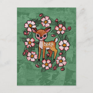 Cartão Postal Corça Floral