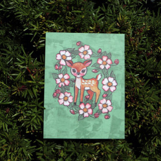 Cartão Postal Corça Floral