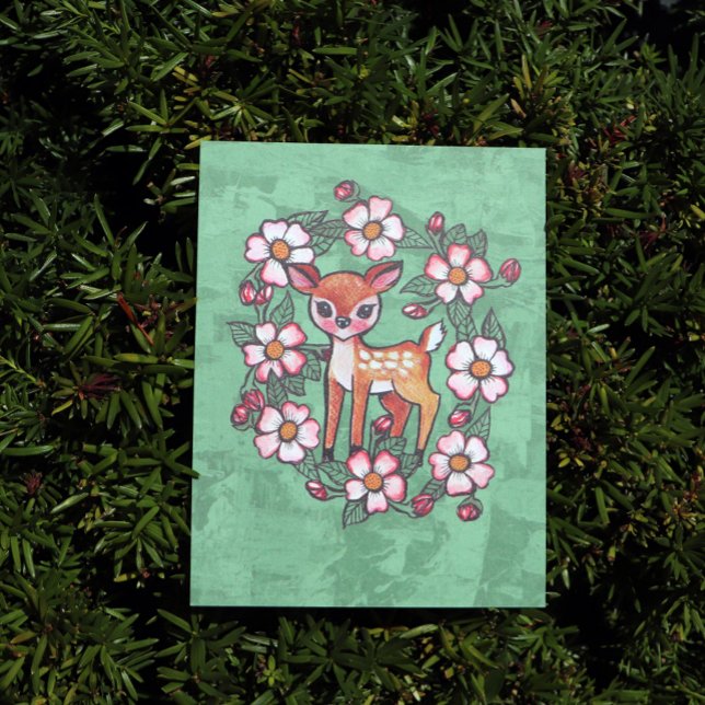 Cartão Postal Corça Floral (Criador carregado)
