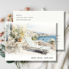 Cartão Postal Córcira Grécia Paisagem Aquarela Viagem