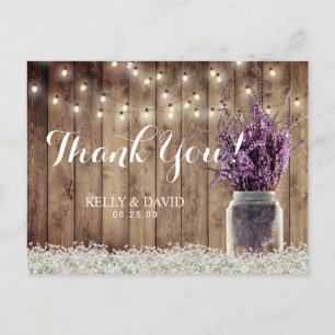 Cartão Postal Corda de Casamento Russo Lavanda Clara Jar Obrigad