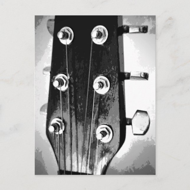 Cartão Postal Cordas de Cabeça de Violão Ajustando Pegs Artsy Pr (Frente)