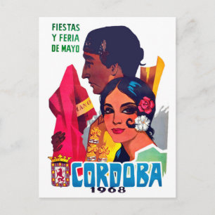 Cartão Postal Córdoba, Espanha, casal no festival, viagens vint