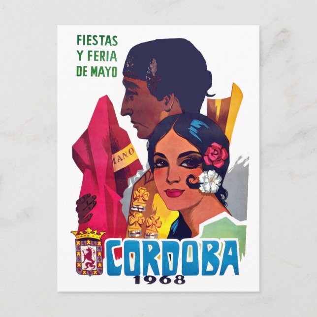 Cartão Postal Córdoba, Espanha, casal no festival, viagens vinta (Frente)