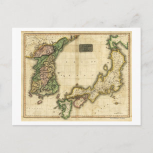 Cartão Postal Coreia e JapãoMapa Panorâmico Coreia e Japão