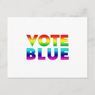 Cartão Postal cores arco-íris do orgulho lgbtq lgbt "vota azul"