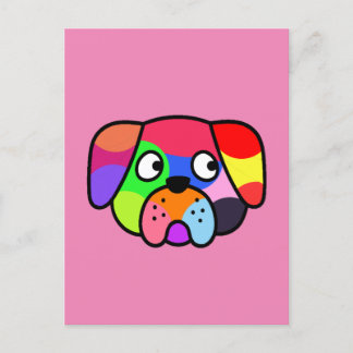 Cartão Postal Cores Arco-Íris Engraçados Cachorro Colorido