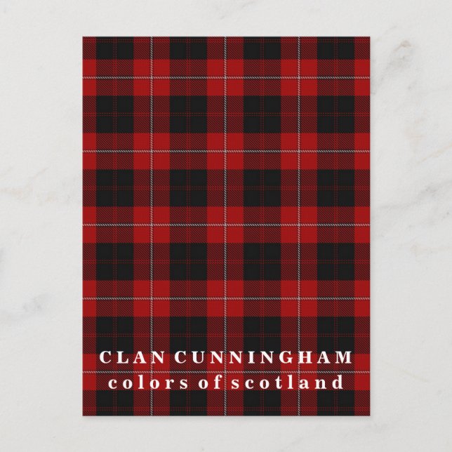 Cartão Postal Cores da Escócia Clan Cunningham Tartan (Frente)