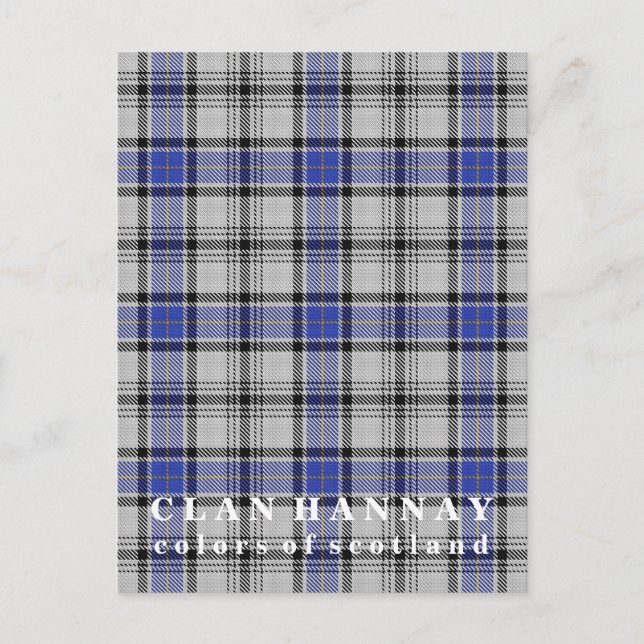 Cartão Postal Cores da Escócia Clan Hannay Tartan (Frente)