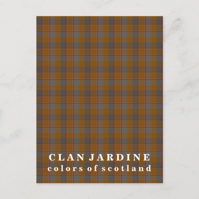 Cartão Postal Cores da Escócia Clan Jardine Tartan (Frente)