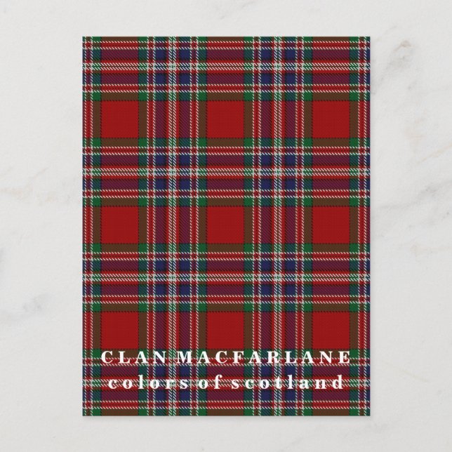 Cartão Postal Cores da Escócia Clan MacFarlane Tartan (Frente)